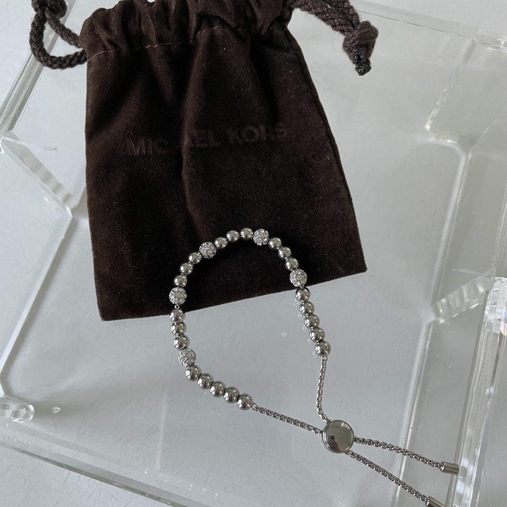 Michael Kors Stainless Steel Silverstone Adjustable Bead Bracelet